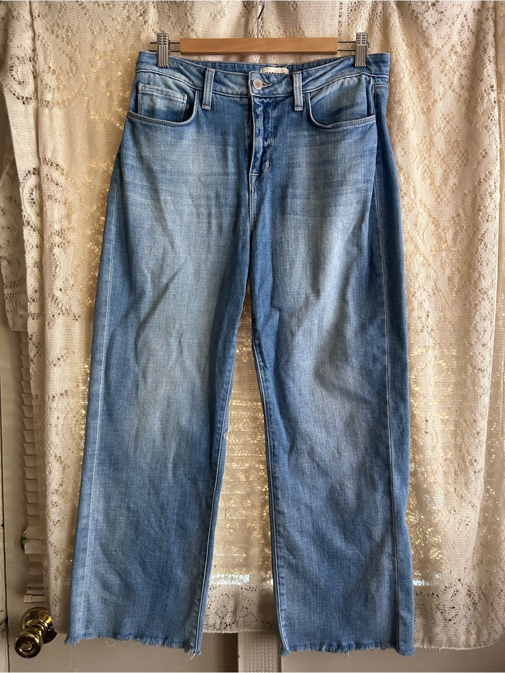 L'AGENCE Wanda Cropped Wide Leg Raw Hem